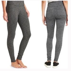 ATHLETA Metro Full Length Heather Gray Leggings Front Back Pockets Size M